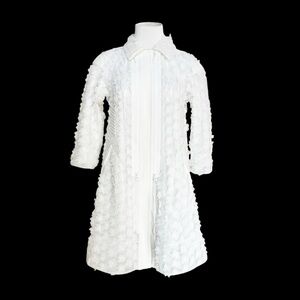 Byron Lars Beauty Mark Women’s 2 Jacket A-Line 3/4 White Sheer Flower Appliqués